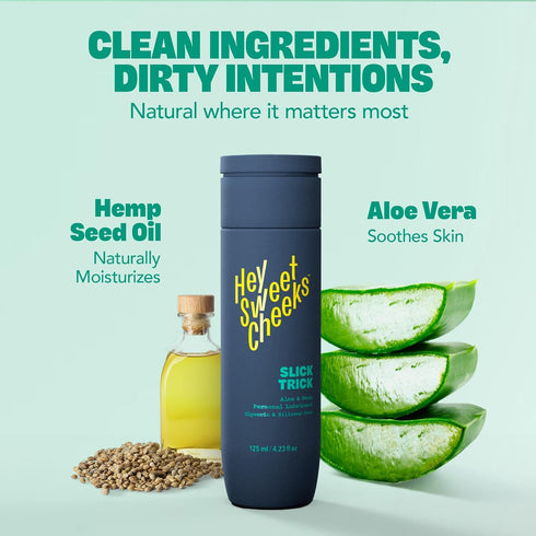 Slick Trick Water-Based Personal Lubricant with Aloe, Hemp & Agave pH Balanced, Non-Sticky, Long-Lasting, Condom & Toy
