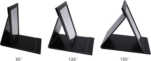 Portable Folding Vanity Mirror for Bedroom, Makeup Mirror with Leather Cushioned Cover for Travel Cosmetic Dresser