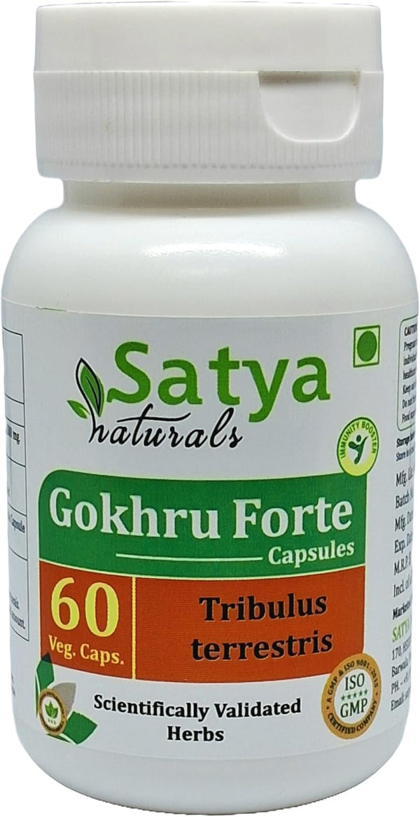 Satya Naturals Gokhru Forte Capsules 500 mg. 60 Veg. Capsule | Gokharu (Tribulus Terrestris)