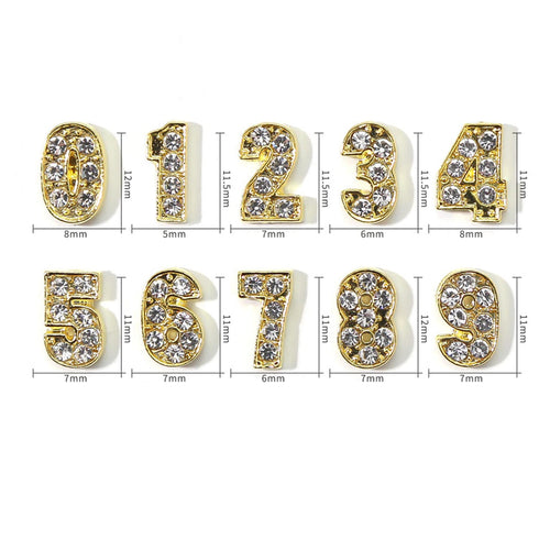 WOKOTO 30pcs Gold Number Nail Charms (0-9), 3D Nail Art Charms for Acrylic Nails, Alloy Nail Gems