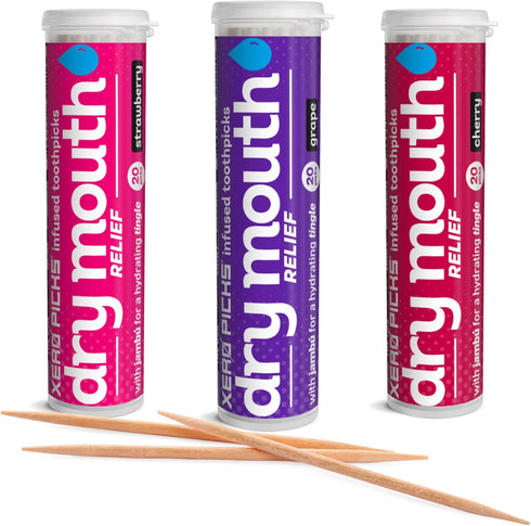 Xero Picks Dry Mouth, Flavor Infused Toothpicks for Fresh Breath and Dry Mouth Prevention, 60 Picks, 3 Pack