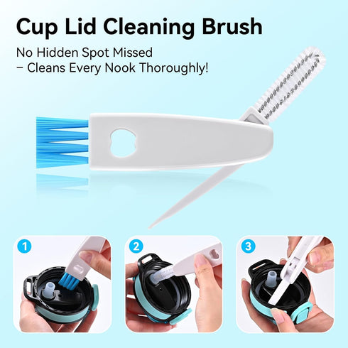 TOOUT Set 3 1 Bottle Brush with Straw Cleaner Brush and in Cup Lid Cleaning Brush, Water Bottle Cleaner with Long