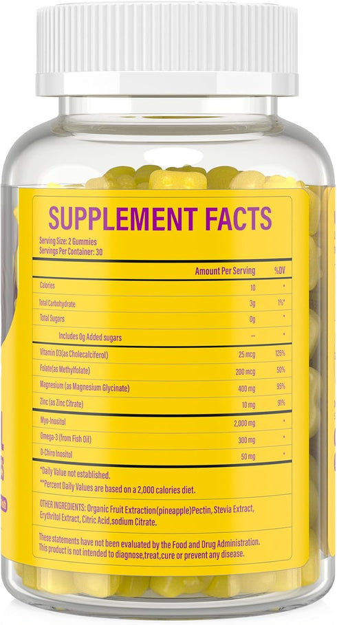 Gummies D3, Omega-3, Women-40:1 Ratio-30 Myo-Inositol & D-Chiro Inositol,Inositol with Vitamin Magnesium Glycinate