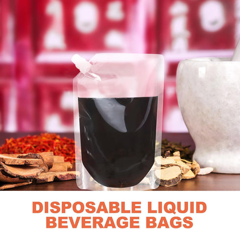 Ipetboom 1000ml 50pcs Packing 5 Liquid Beverage Storage Bags Stand up Leakproof Plastic Pouches with Spout Disposable