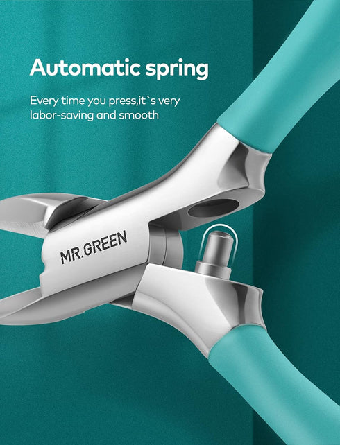 MR.GREEN Nail Clippers for Thick & Ingrown Toenails, Heavy Duty Professional Tools with Rubber Handle