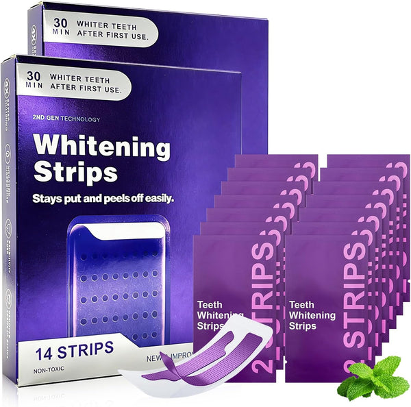 Silent Grind Pro Purple Teeth Whitening Strips (28 Strips) Purple Whitening Strips, Portable Whitening Strips