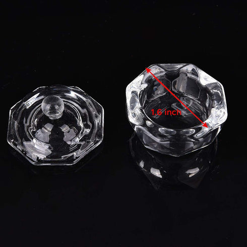 Karlash Nail Art Acrylic Liquid Powder Dappen Dish, Clear Glass Crystal Cup Glassware Tools (Pack of 2)
