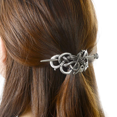 Viking Celtic Hair Slide Hairpins, Antique Silver Hair Accessories, Celtic Knot Hair Barrettes for Long Hair Jewelry