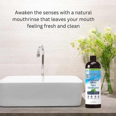 Structured Colloidal Silver Mouthwash, Mint Flavor, All Natural with 10ppm Structured Silver for Bad Breath, 16 oz