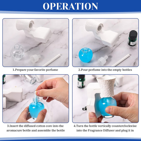 Sratte 4 Pieces Plug in Diffuser - WallFlower Fragrance Oil Diffuser with 6 Empty Bottles for Essential Oils