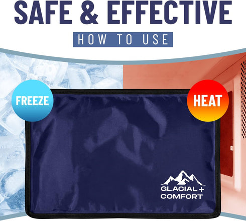 Reusable Gel Ice Pack for Injuries - Cold Pads (15" x 11") for Back Pain, Muscle Strains, Migraine & Recovery