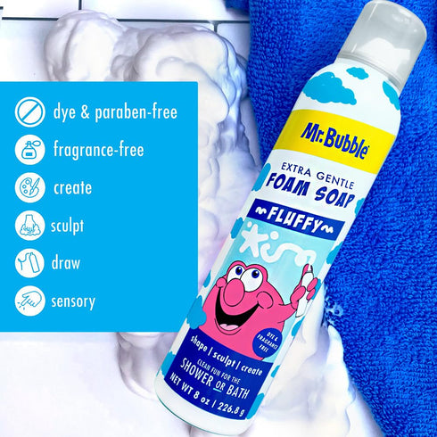 Mr. Bubble Extra Gentle Foam Soap - Fragrance Free Kids Hand and Body Wash, 8OZ, Pack of 6