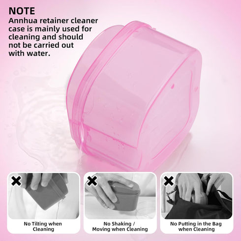 Dental Orthodontic Retainer Container Cleaning Case, Mouthguard Storage Soaking Case, Pink