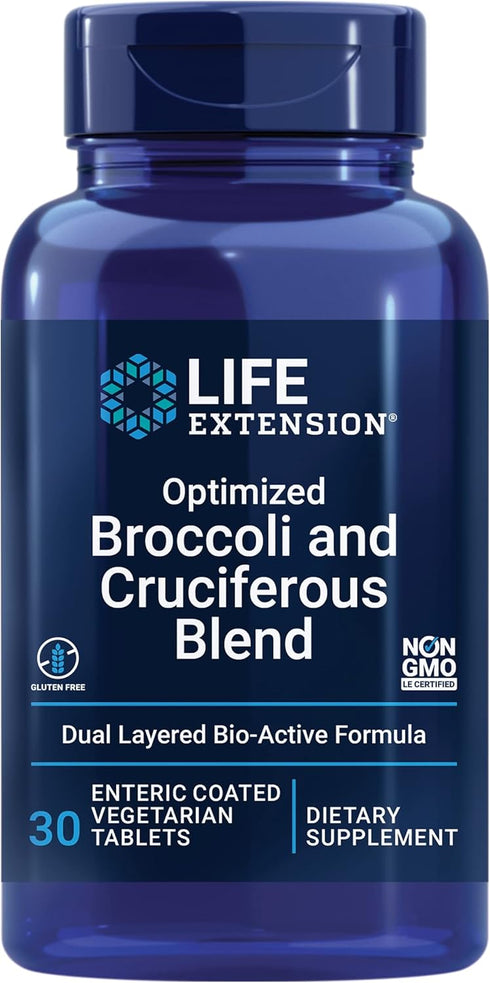 Life Extension Optimized Broccoli & Cruciferous Blend, 30 Tablets, Gluten-Free, Non-GMO, Vegetarian Supplement
