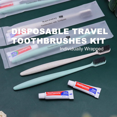 Disposable Toothbrushes with Toothpaste, 60 Pack Individually Wrapped Travel Toothbrushes Kit in Bulk