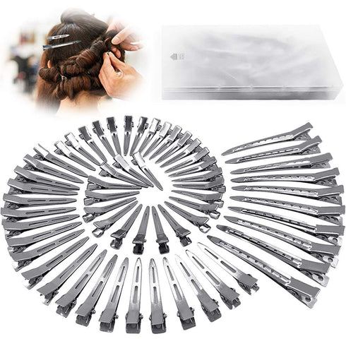 HiJeaton 60Pcs Metal Duck Billed Hair Clips for Women | Silver Hair Pins for Long Hair Styling