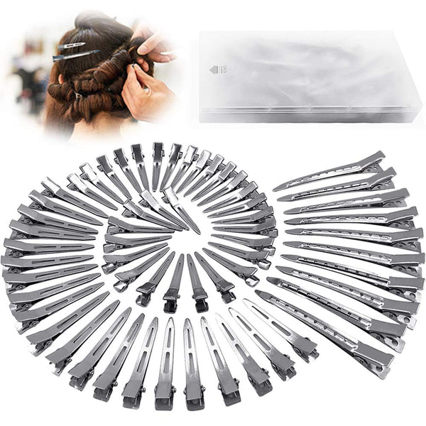 HiJeaton 60Pcs Metal Duck Billed Hair Clips for Women | Silver Hair Pins for Long Hair Styling