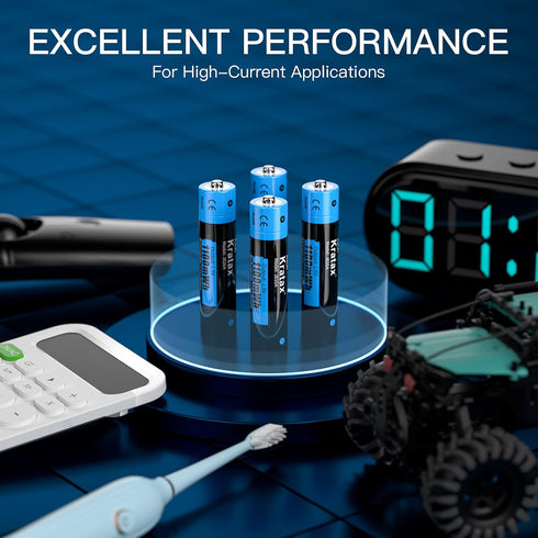 Kratax AAA Rechargeable 1100mWh Lithium Batteries, 1.5V Constant Voltage Output, 2 Pack