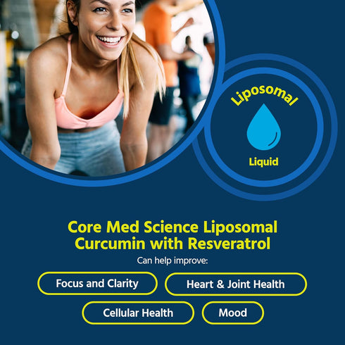 Core Med Science Liposomal Curcumin Resveratrol 200mg, 6 Fl Oz Liquid, High Absorption Curcumin Supplement