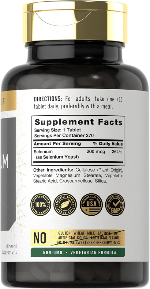 Carlyle Selenium Supplement | 200mcg Tablets | Vegetarian, Non-GMO, Gluten Free