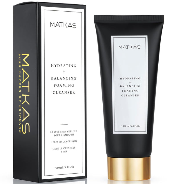 MATKAS Korean Hydrating Foaming Facial Cleanser for Sensitive Skin with 6 Ceramides & Hyaluronic Acid