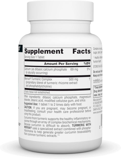 Source Naturals Turmeric with Meriva, Healthy Inflammatory Response, 500mg, 60 Tablets