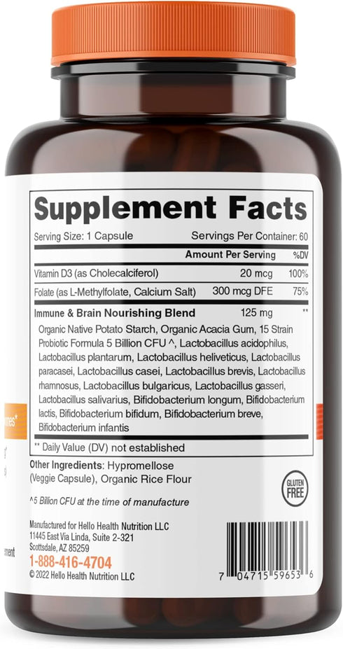 Daily Probiotic for Women, Men + Kids, 60 Count with Prebiotics, Probiotics, and Vitamin D3 for Gut Health