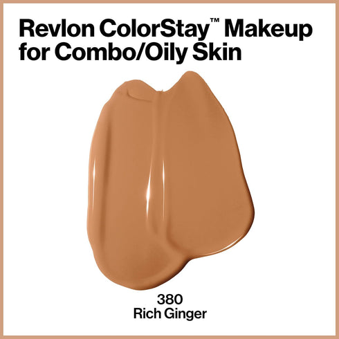 Revlon Liquid Foundation - ColorStay Face Makeup for Combination & Oily Skin, SPF 15, 380 Rich Ginger