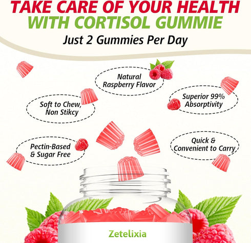 Zetelixia Gummies 16-in-1 60Ct Cortisol for Women, Sugar Free Cortisol Supplements for Women with Ashwagandha, Rhodiola