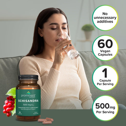 Schisandra Supplement 500 mg - 60 Count for Stress Management Support