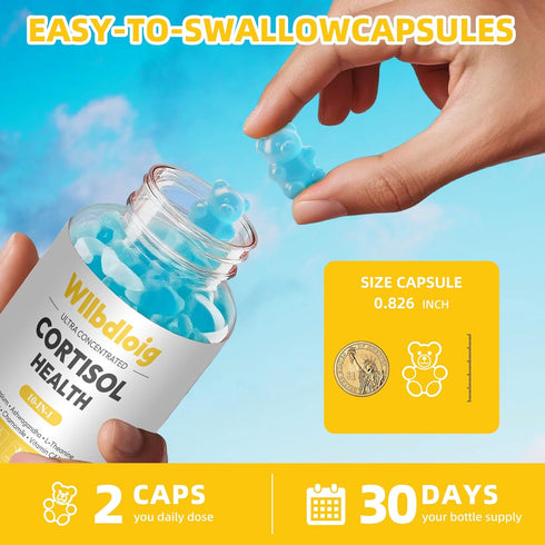 Gummies 60 Gummies Cortisol Supplements for Women - Cortisol Manager for Stress Relief and Sleep with Magnesium