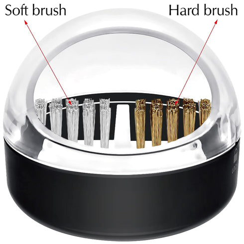 Nail Art Cleaner Tool Case with Steel Wire Brush and Nylon Brush for Cleaning Nail Drill Bits, Removable, Washable,