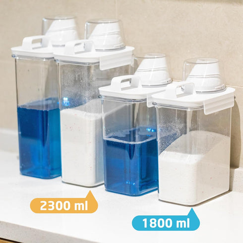 Laundry Detergent Dispenser, 2 Pack, 61 oz with 4 Removable Labels for Organization and Storage