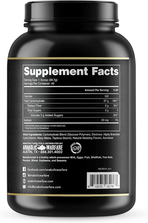 Anabolic Warfare Glyco Surge Glycogen Supplement, Natural Performance Carbs for Lean Muscle Growth, 40 Servings