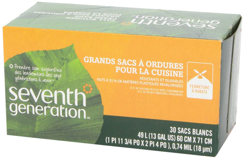 Seventh Generation Tall Kitchen Trash Bags, 30 Bags, 13 gal