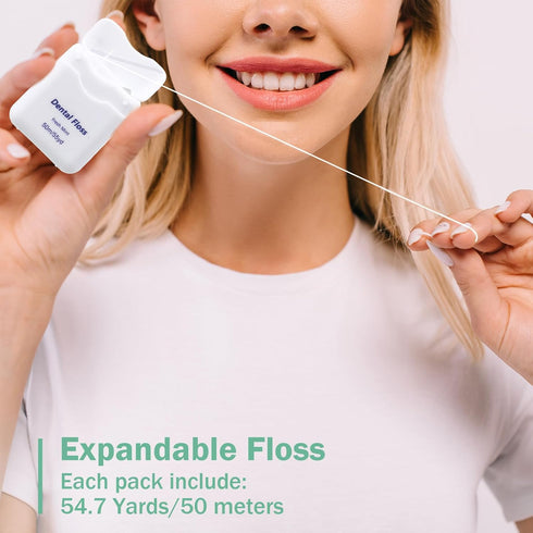 24 Pack Dental Floss Bulk, Mint Flavored Waxed Floss 50m Each for Oral Care