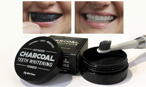 Premium Home Whitening System 30g Activated Charcoal Teeth Whitening Powder, Natural Dental Mint-Flavored Tooth