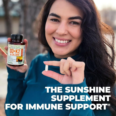 Vitamin D3, K2 Calcium Supplement 60 Capsules with BioPerine for Immune & Bone Health, 4 in 1 Support
