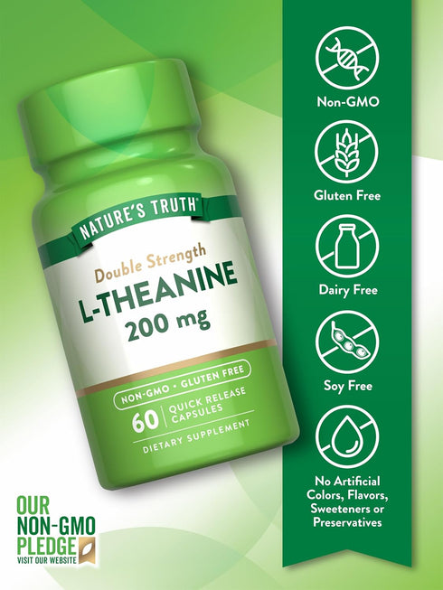 Nature's Truth L Theanine, 200mg, 60 Quick Release Capsules, Non-GMO & Gluten Free Supplement