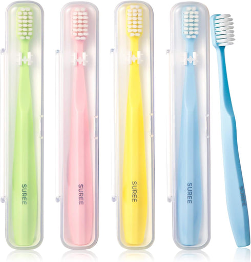 SUREE Extra Soft Toothbrush for Sensitive Teeth, 10000 Bristles Nano Toothbrush, 4 Pack