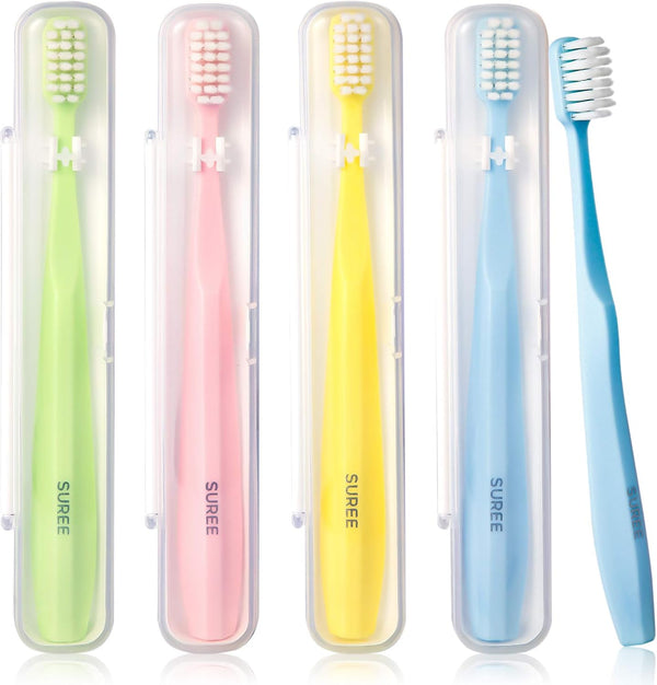 SUREE Extra Soft Toothbrush for Sensitive Teeth, 10000 Bristles Nano Toothbrush, 4 Pack