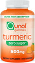 Qunol Zero Sugar Turmeric Gummies, 120 Count with 500mg Turmeric Curcumin for Joint Support