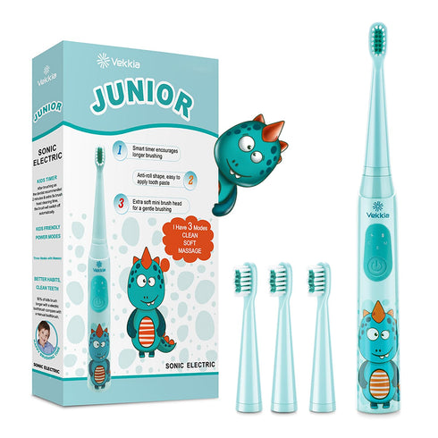 Vekkia Sonic Rechargeable Kids Electric Toothbrush - 3 Modes, 24000 Strokes, IPX7 Waterproof, 2-Min Timer
