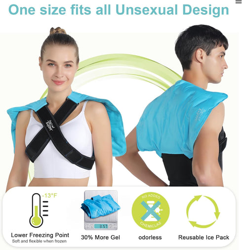 Relief Expert Extra Large Back Ice Pack (13”x21”), Reusable Ice Wrap for Back Pain Relief, Cold Compress Therapy