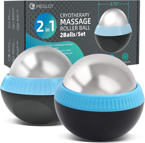 Cold Massage Roller Ball, Set of 2, Cryosphere Ice Therapy Ball for