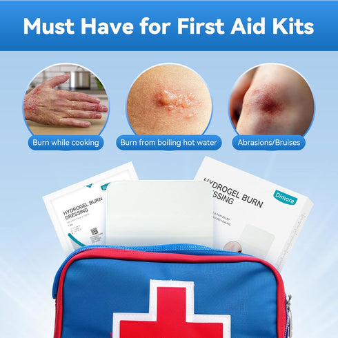 Dimora Hydrogel Burn Dressing 4" x 4" - Instant Cooling Relief for Minor Burns & Wounds, Soothing Moist Burn Pads for