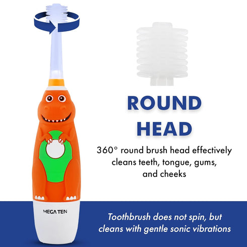 Brilliant Oral Care Kids Sonic Electric Toothbrush - Soft Bristles, Round Brush Head, LED Light, for Children Ages 5+