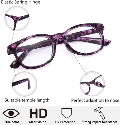 EYEGUARD 4 Pack Quality Fashion Colorful Reading Glasses for Women