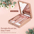 Pink Travel Makeup Brush Set with Mirror, 5 Pcs Mini Complete Cosmetic Brushes Kit (4.2 inch * 3.0 inch)
