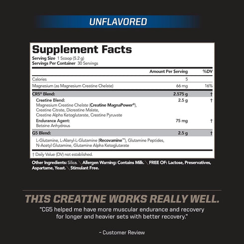 PMD Sports CG5 - Premium Creatine and L Glutamine Powder for Maximum Strength, Unflavored (30 Servings)
